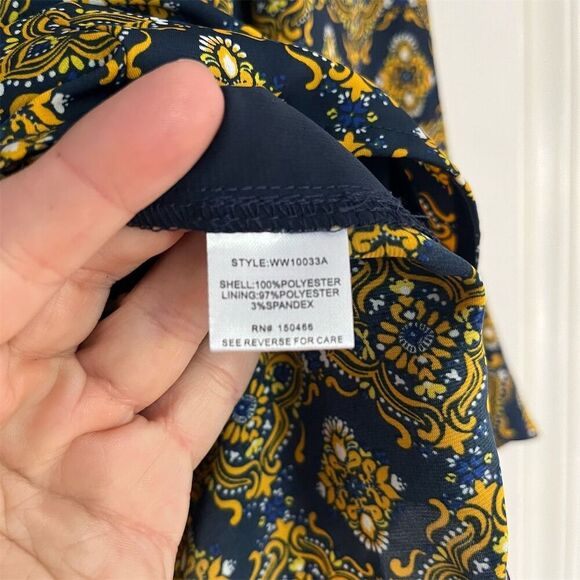 41 Hawthorn Women's M Geometric Tie Neck Blouse Multicolor 3/4 Sleeve - Picture 6 of 8